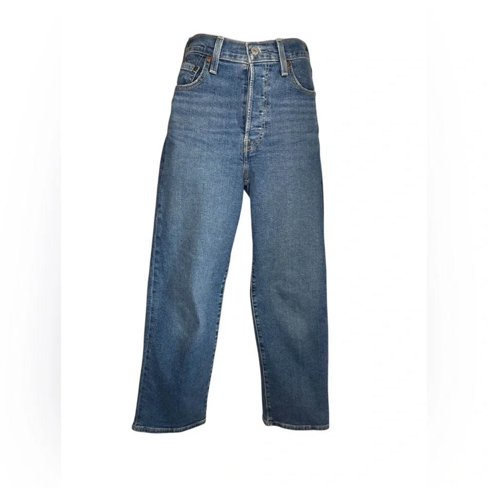 Levis Premium Womens Ribcage Straight Denim Jeans Blue High Waist Straight sz 25